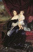 Karl Briullov Portrait of the Princess Olga Ivanovna Orlova-Davydova with her daughter Natalya Vladimirovna oil painting